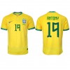 Herren Fußballbekleidung Brasilien Antony #19 Heimtrikot WM 2022 Kurzarm